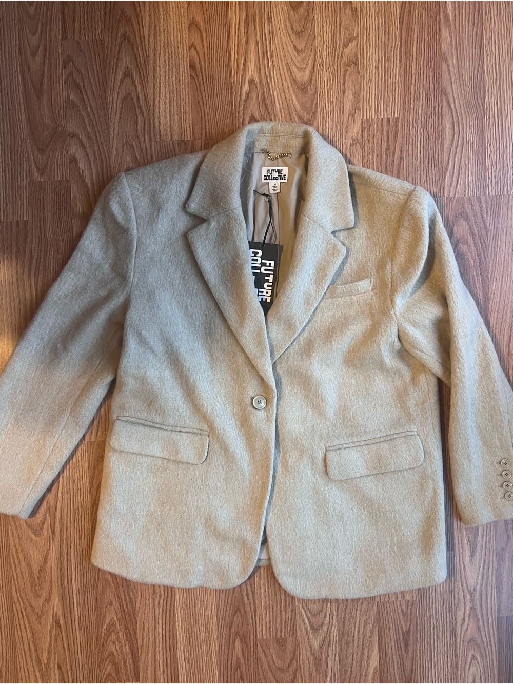 Future Collective Cream Single-Button Women's Blazer